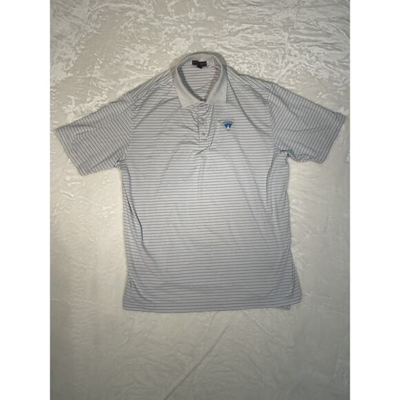 Peter Millar Summer Comfort Polo Shirt White Blue Striped Mens 2XL Worcester - Picture 1 of 7